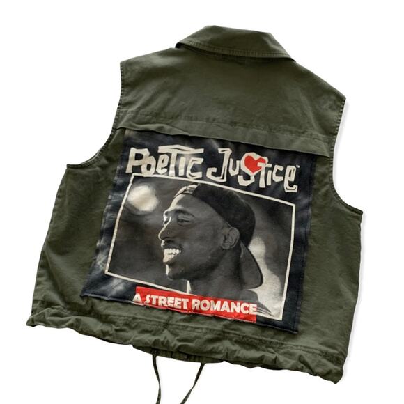 Via Penny Lane Reworked Apparel | 2Pac Poetic Justice Green Vest - Picture 1 of 8